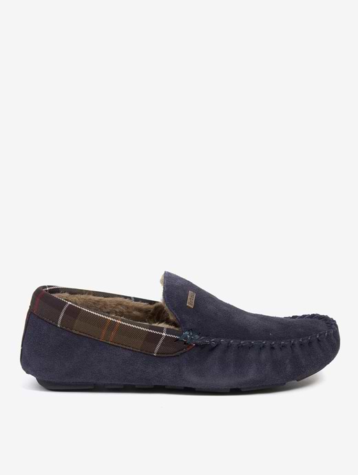 Barbour Monty Moccasin Slippers Navy Suede