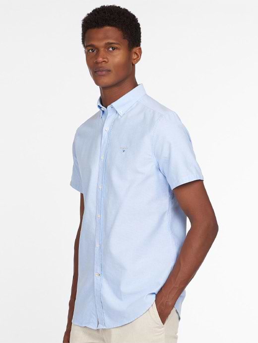Barbour Men's Oxford 3 Short Sleeve Tailored Fit Shirt Sky