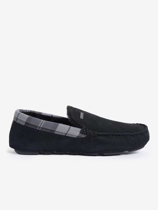 Barbour Men's Monty Classic Moccasin Slipper Black Suede