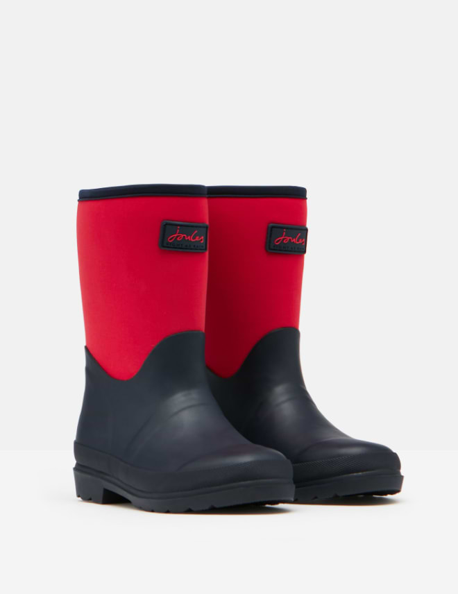 Joules JNR Neoprene Wellies Red Block