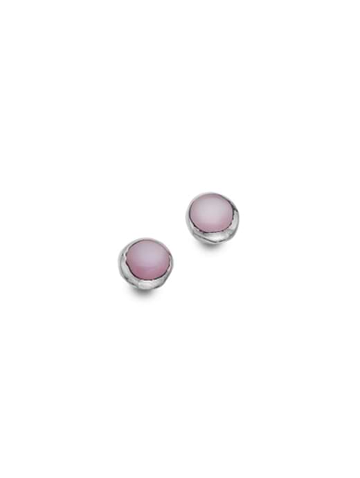 Sea Gems Origins Silver Stud Earring Pink Mop Round 