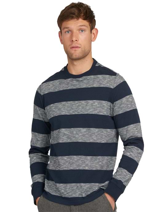 Barbour Men's Ortun Striped Long Sleeve T-Shirt Navy
