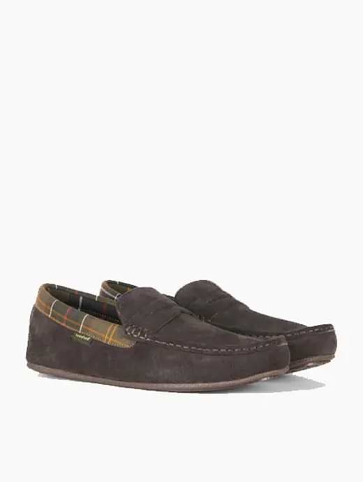 Barbour Monty Moccasin Slippers Navy Suede