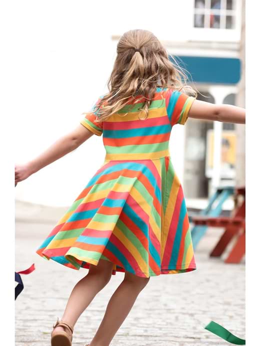 Frugi Rose Rainbow Dress Hotch Potch Rainbow