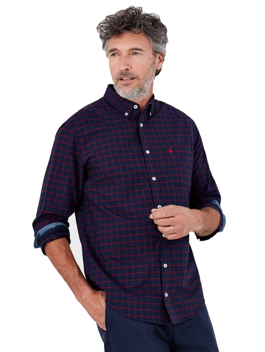 Joules Men's Welford Classic Fit Shirt Navy Red Check