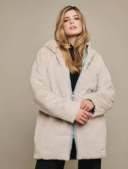 Rino Pelle Women s Javin Reversible Hooded Coat With Faux Fur