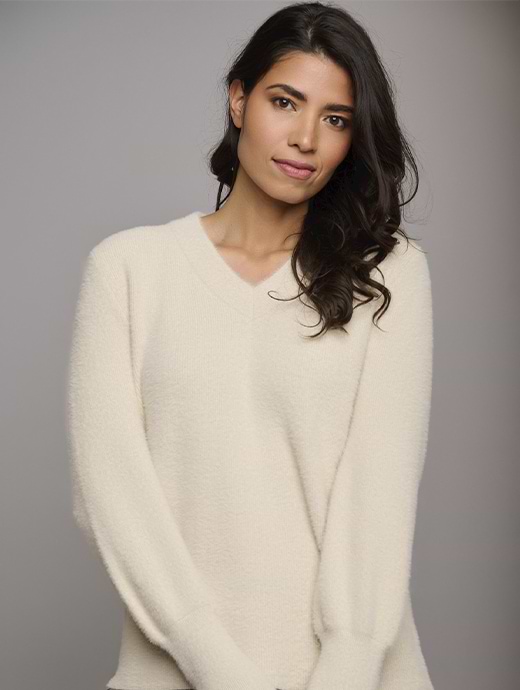 Rino & Pelle Women's Kaiya V-Neck Sweater Blanc