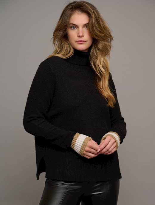Rino Pelle Women s Nanke Turtleneck Sweater Black