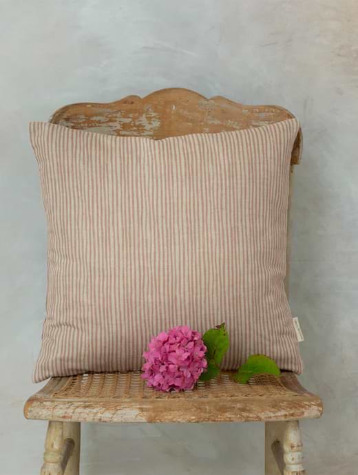 Sam Wilson Pink Stripe Square Linen Cushion 