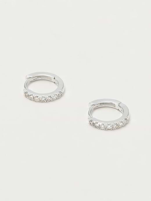 Estella Bartlett Pave Set Hoop Earrings With White CZ Silver Plated 