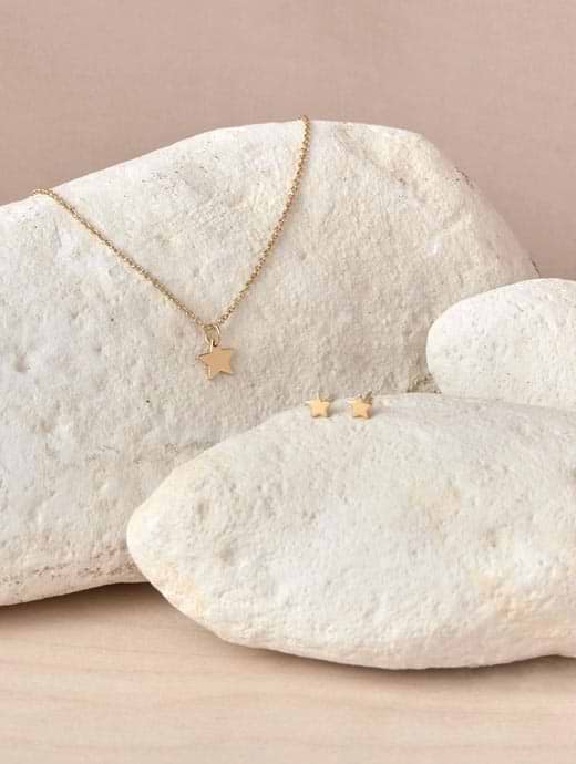 Chalk Single Star Necklace Gold Plated