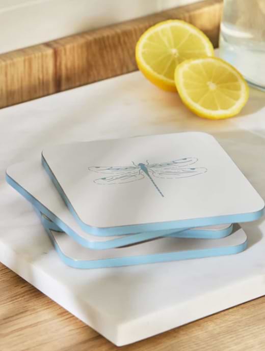 Sophie Allport Dragonfly White Coasters Set of Four