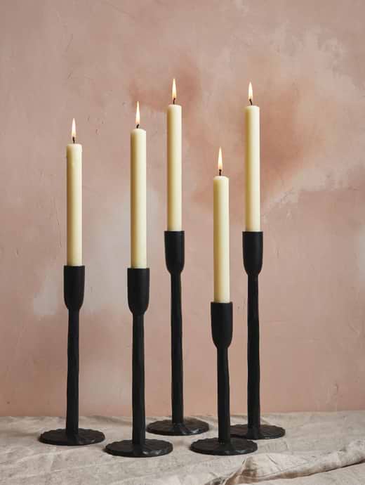 St Eval Black Candlestick Large