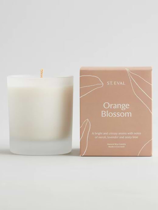 St Eval Lamorna Glass Candle Orange Blossom