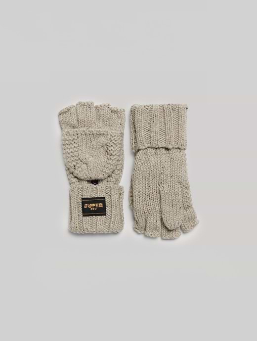 Superdry Cable Knit Gloves Beige 