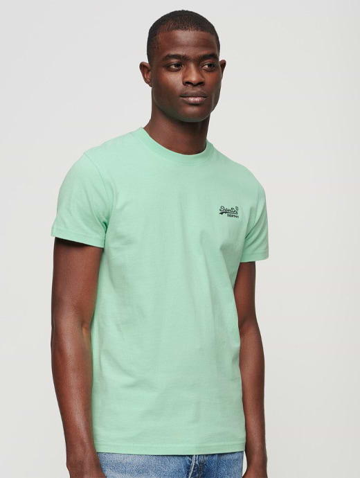 Superdry Men's Essential Logo Embroidered T-Shirt Spearmint Light Green