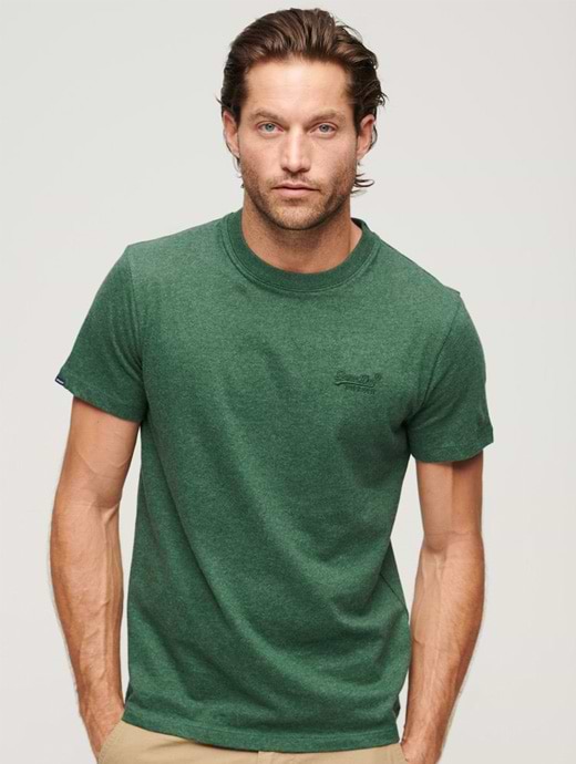 Superdry Men's Essential Logo Embroidered Tee Heritage Pine Green