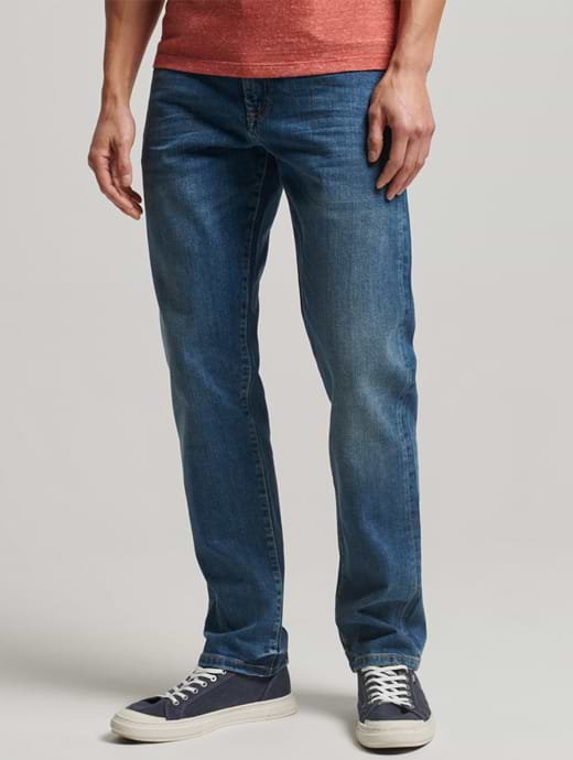 Superdry Men's Vintage Slim Straight Jeans Mercer Mid Blue 