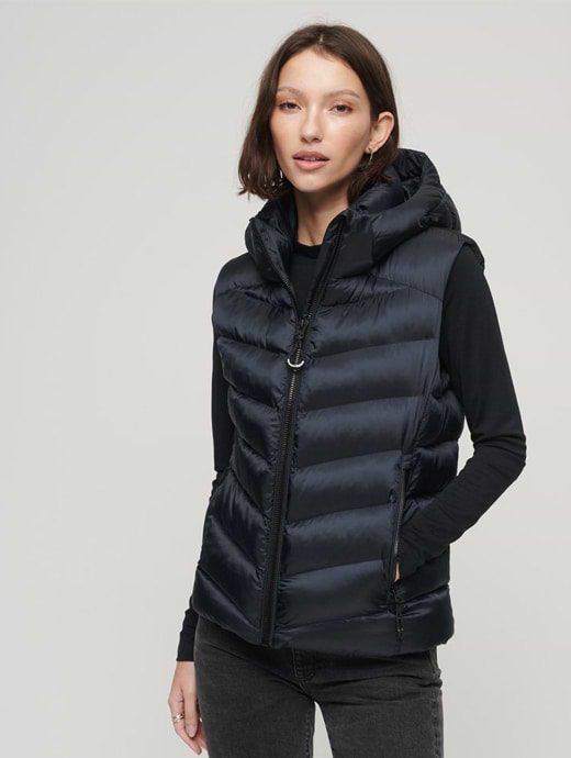  Superdry Women's Hooded Fuji Padded Gilet Eclipse Navy 
