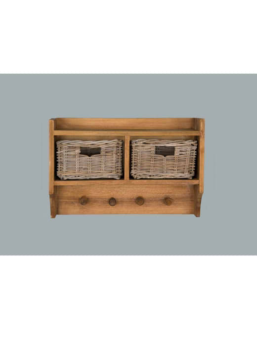 Sustainable Furniture Reclaimed Teak Coat Hook Storage Unit Two