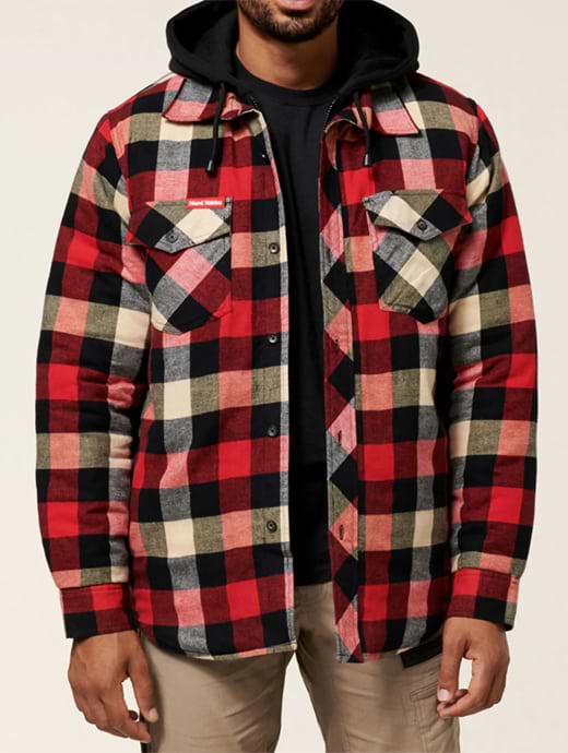 Hard Yakka Men's Quilted Flannel Shirt Red