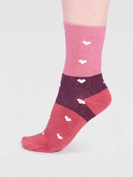 Thought Clothing Nova GOTS Organic Cotton Heart Socks Dusty Rose Pink-4-7