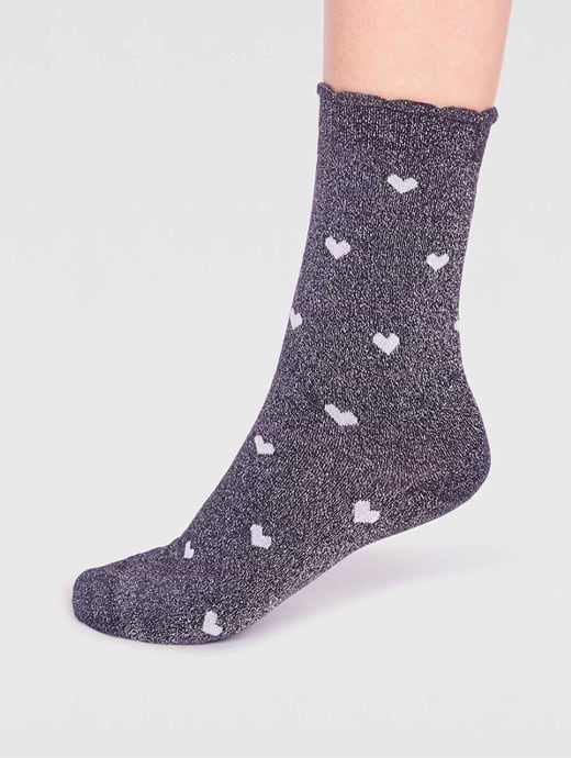 Thought Crystelle Heart Sparkle Socks Black