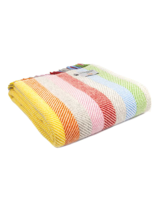 Tweedmill Textiles Wool Stripe Throw Rainbow Grey 