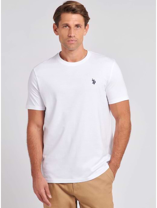U S Polo Assn Men's DHM T-Shirt Bright White/Dark Sapphire Navy 
