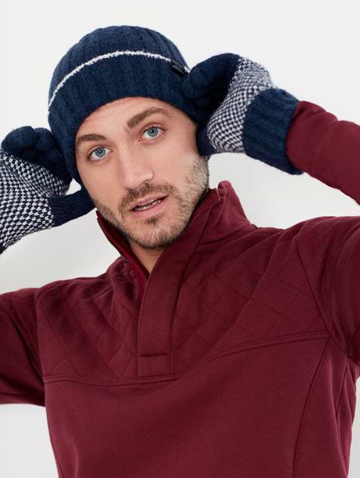 Joules Textured Hat & Glove Set French Navy