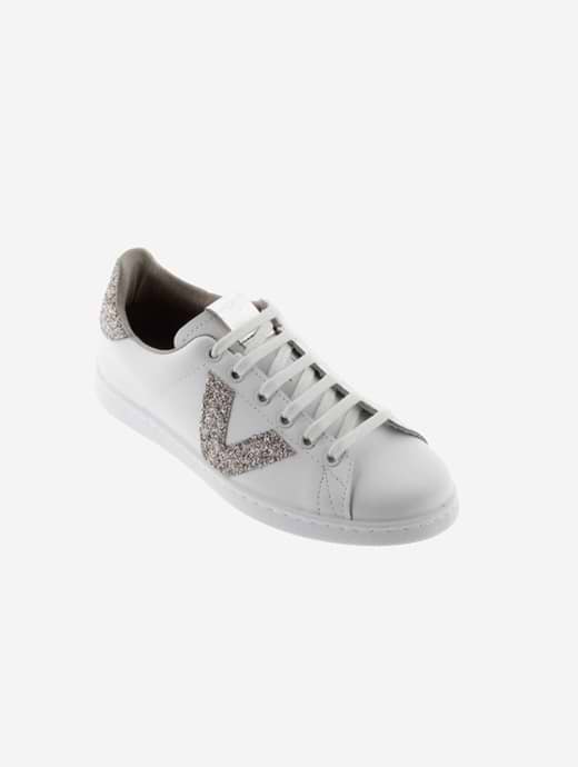 Victoria Women s Tenis Piel Virutas Glitter Trainer Nude