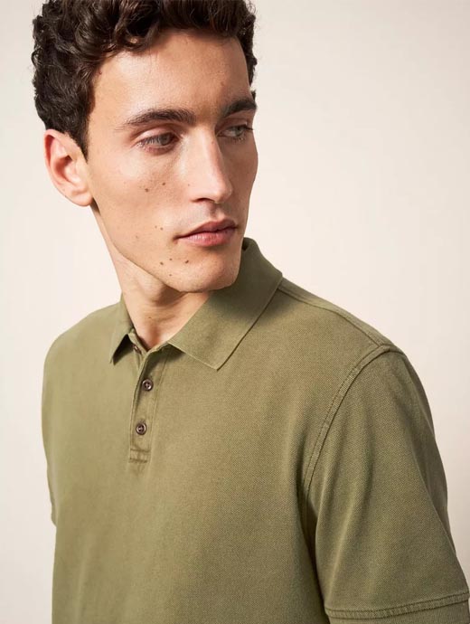 White Stuff Men s Utility Polo Khaki Green