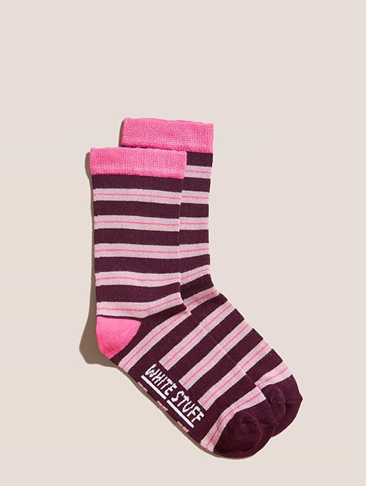 White Stuff Women's Abstract Stripe Socks Pink Multi