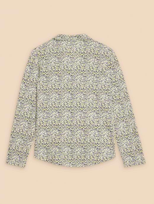 White Stuff Women s Annie Jersey Shirt Blue Ivory Print