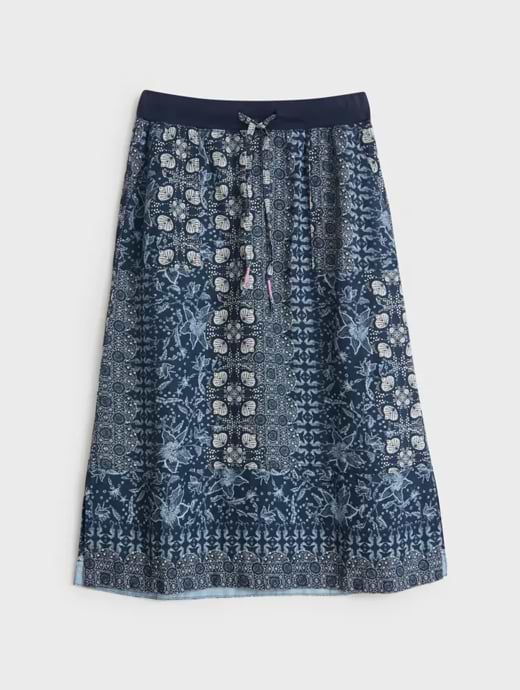 White Stuff Women s Effie Linen Skirt Blue Multi