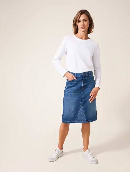 White Stuff Women's Jemma Denim Skirt Mid Denim 
