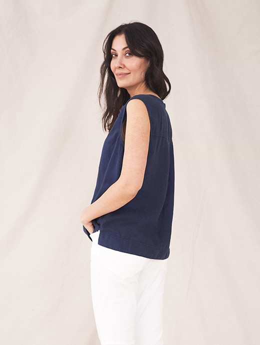 Navy Linen Vest