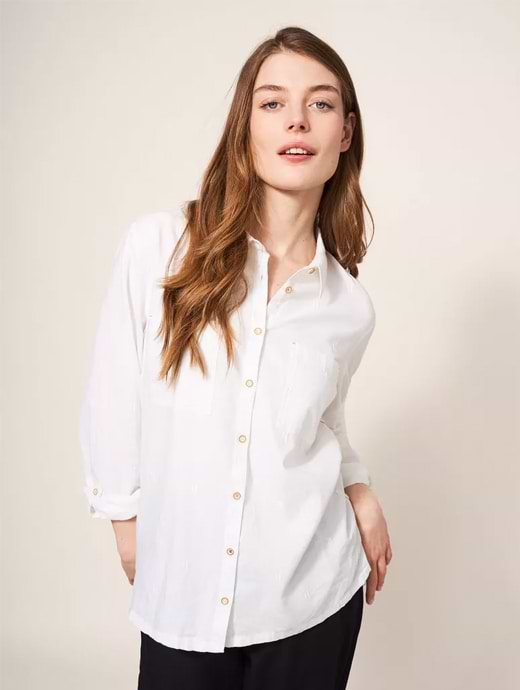  White Stuff Women's Sophie Organic Cotton Shirt Pale Ivory 