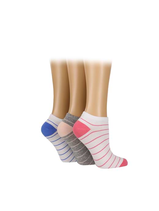 Wild Feet 3pk Trainer Sock White With Pink Stripes
