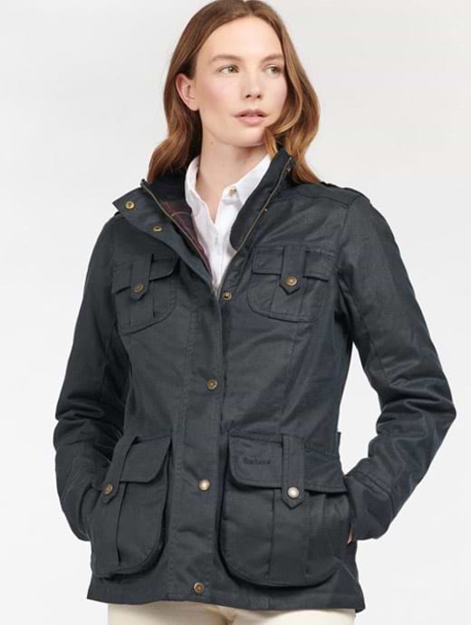 Barbour Women's Winter Defence Waxed Cotton Jacket Navy/Classic