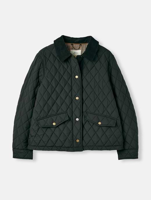Joules Women's Arlington Cropped Quilted Jacket Black