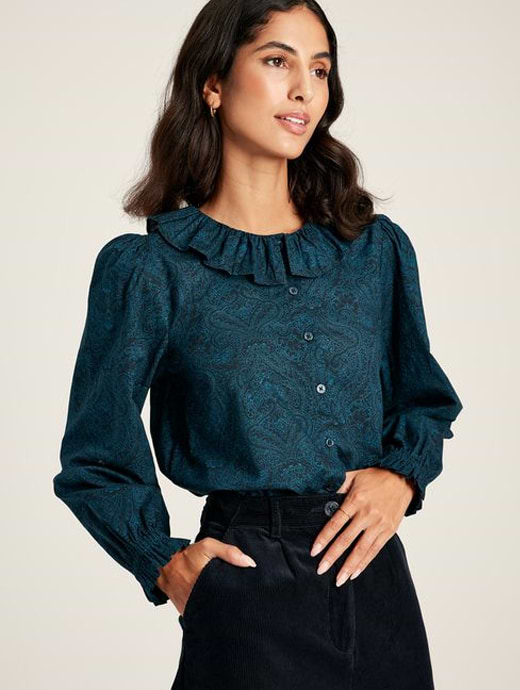 Joules Women s Fallon Waterfall Blouse Navy Paisley