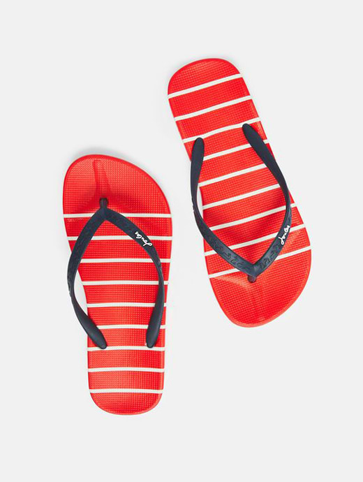 Joules Women's Flip Flops Red Stripe