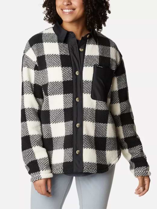 Columbia Women's West Bend Fleece Shirt Jacket Chalk Check Print