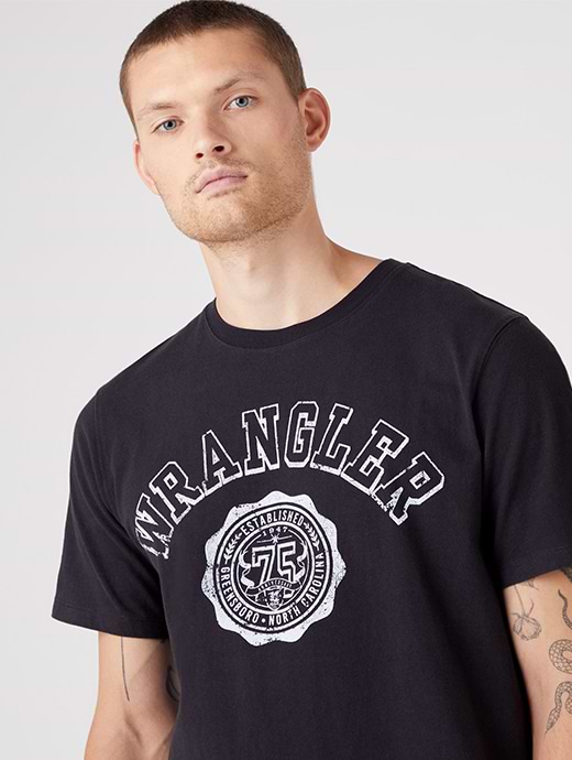 Wrangler Men's Collegiate T-Shirt Faded Black