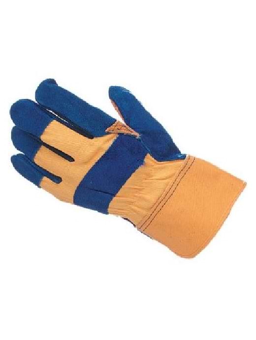 Blue & Yellow Super Canadian Leather / Canvas Rigger Gloves