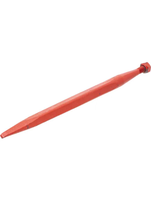Kverneland Loader tine, straight, square section 36x600mm, pointed tip with M20x1.5mm nut, red