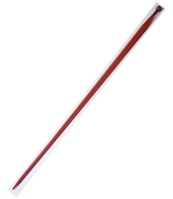Kverneland Loader tine, straight, square section 36x1250mm, pointed tip with M20x1.5mm nut, red