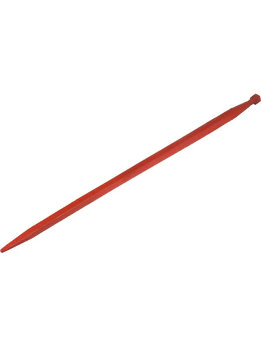 Kverneland Loader tine, straight, square section 36x1000mm, pointed tip with M20x1.5mm nut, red