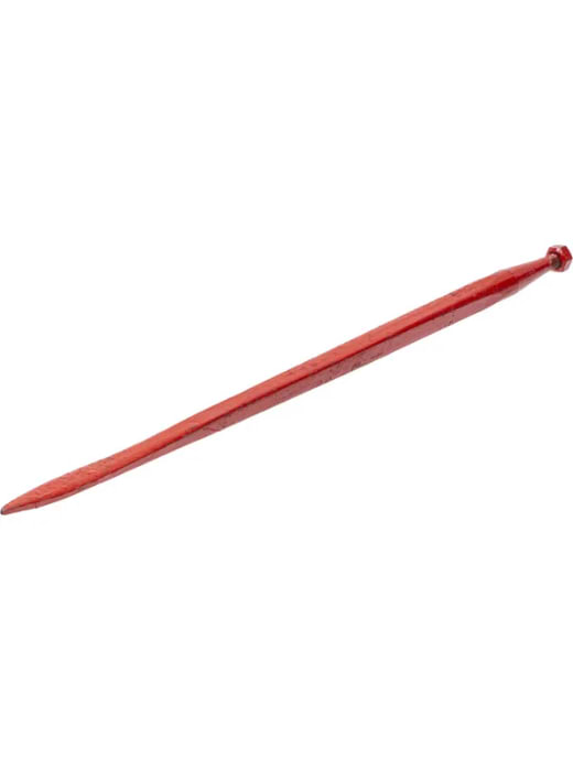 Kverneland Loader tine, straight, square section 36x1100mm, flattened tip with M20x1.5mm nut, red